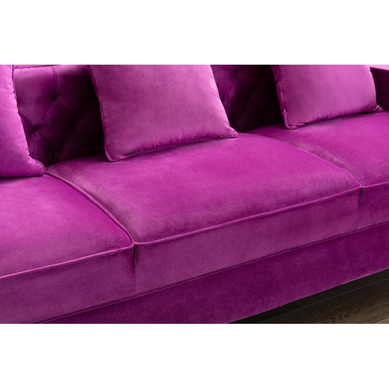 House of Hampton® Zaida 104" Wide Velvet Reversible Modular Sofa